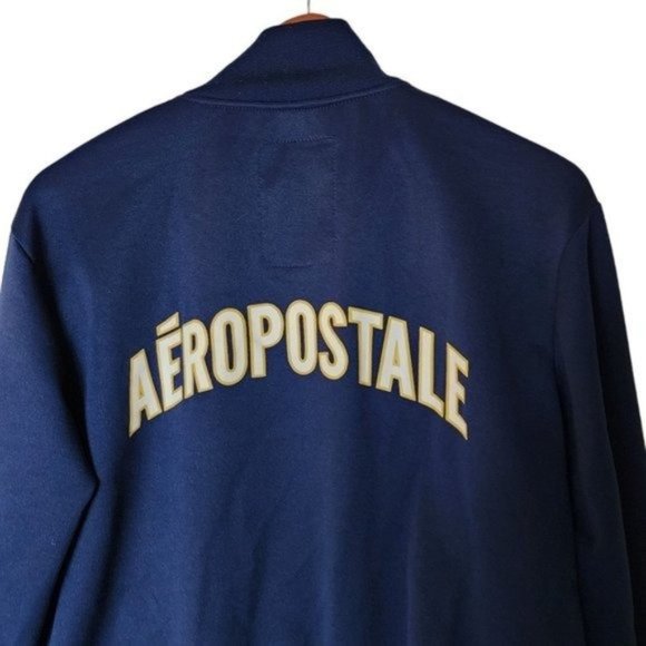 Aeropostale Track Jacket Men’s L Blue Yellow White Stripped Athletic - Picture 10 of 11